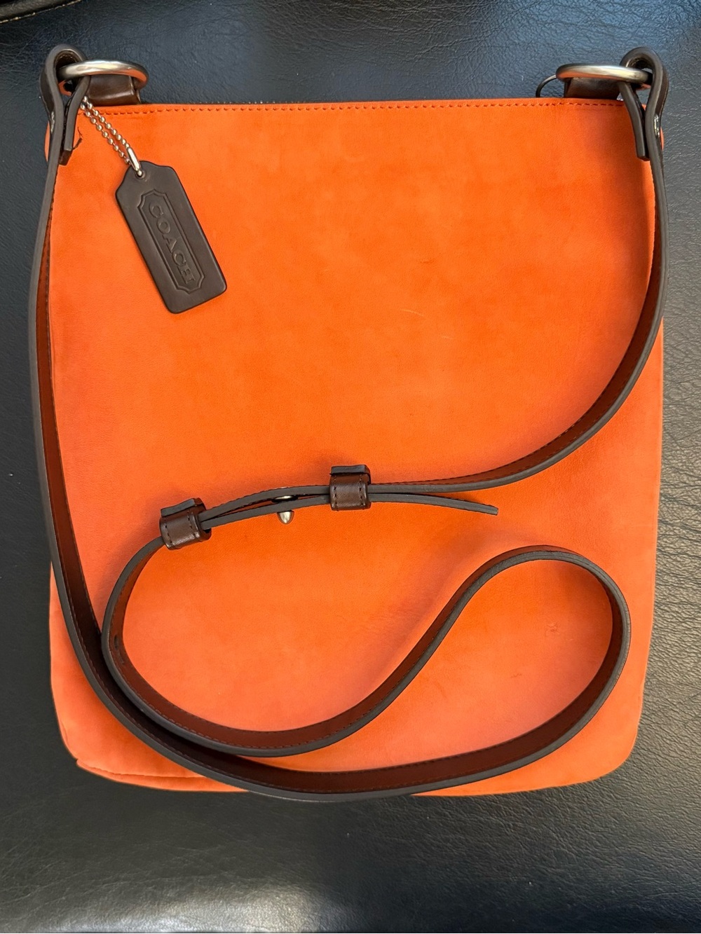 Vintage Coach Orange Suede Crossbody Bag